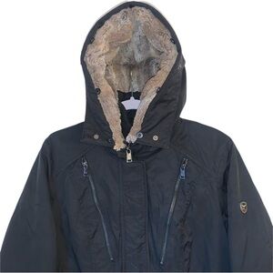 1 Madison Black Hooded Jacket with Cream Lining